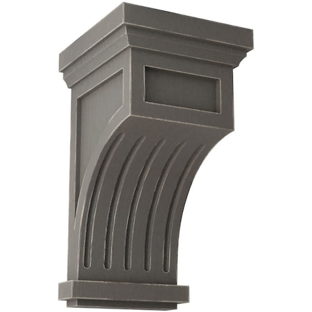 Ekena Millwork 7"W x 7 1/2"D x 13"H Fluted Wood Vintage Decor Corbel, Reclaimed Grey CORWD07X07X13FLGY